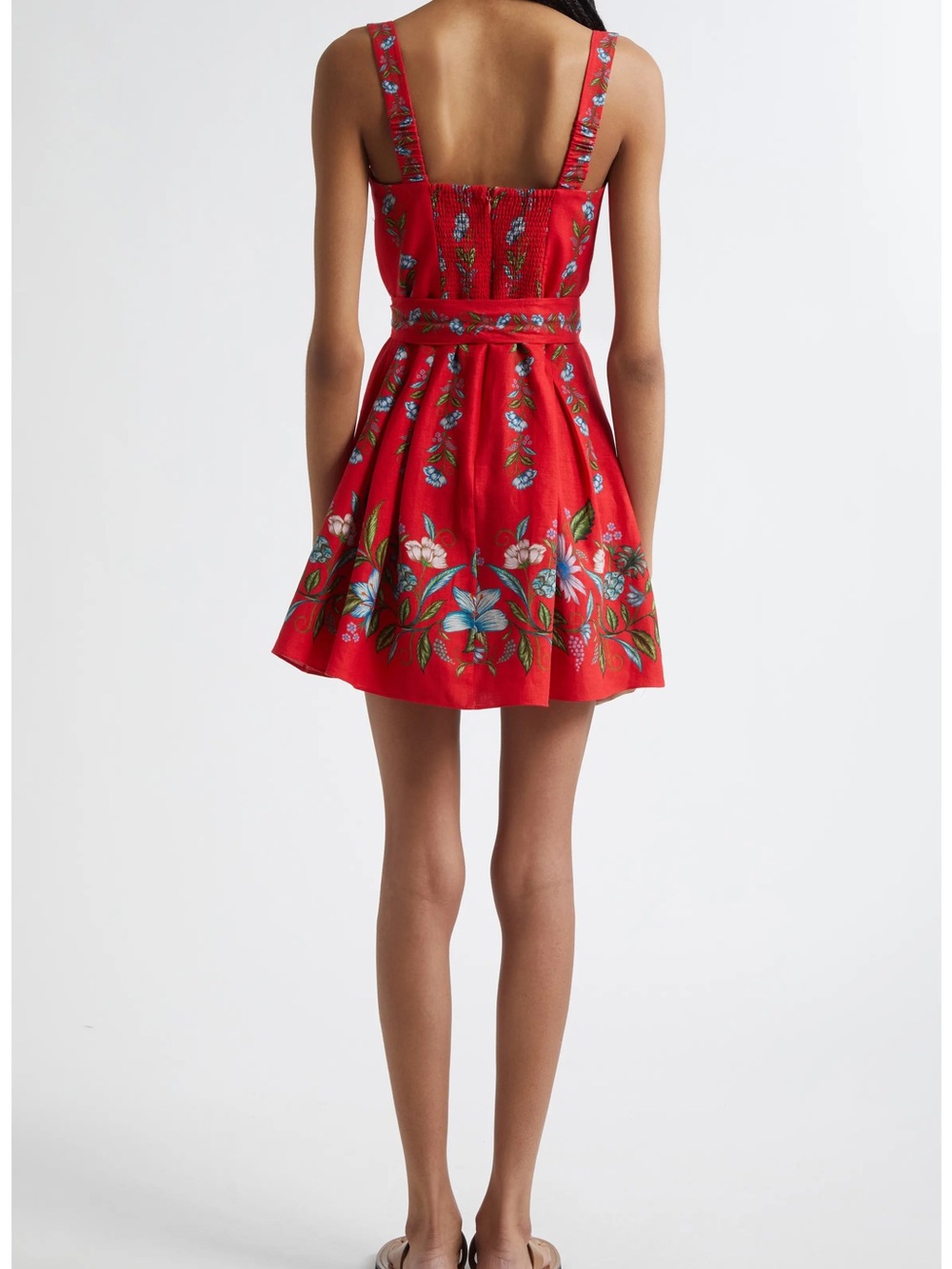 FARM Rio Sweet Bloom Bouquet Red Floral Mini Dress Size L - Picture 7 of 8